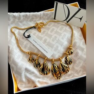 NWT Designer Diane Von Furstenberg statement piece gold necklace.